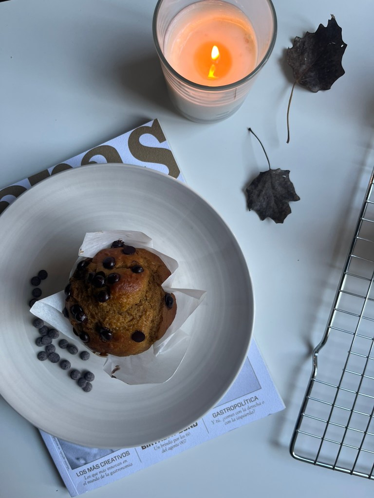 muffin de calabaza con pepitas de chocolate